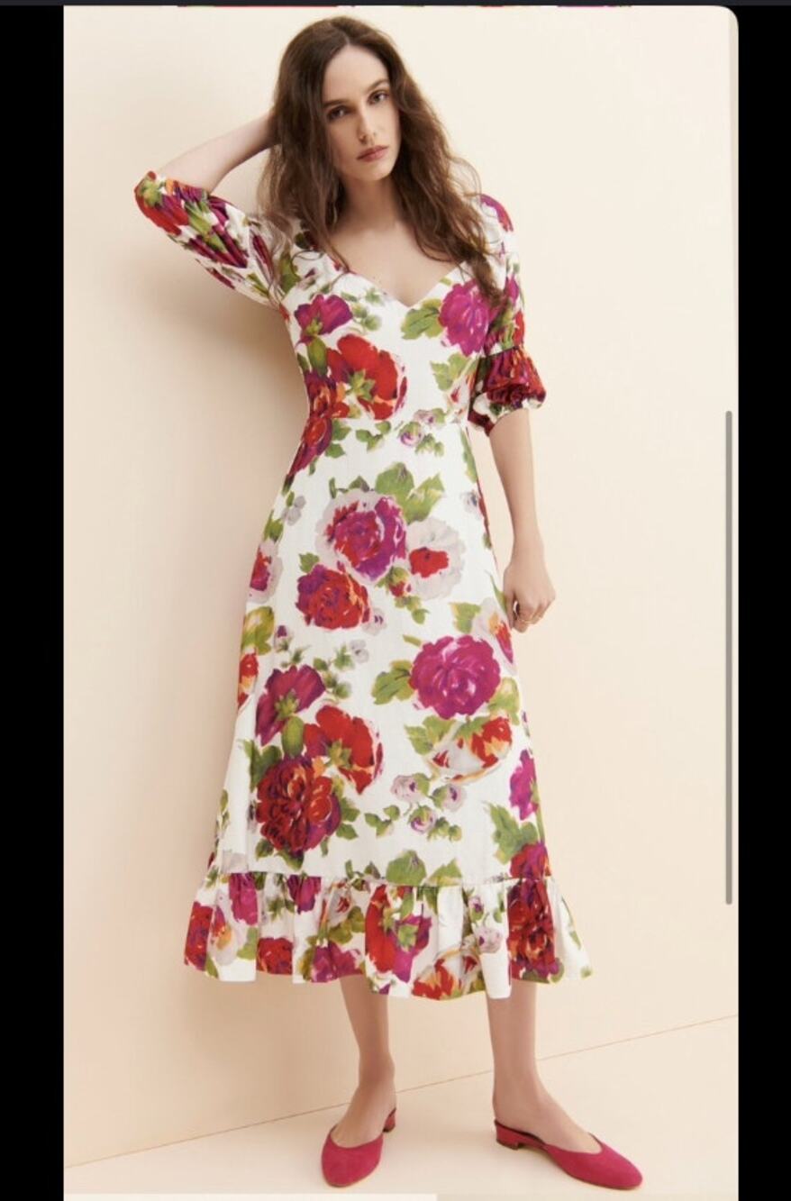 Anthropologie La Maison Talulah Puff Sleeve Midi Dress Size M $234